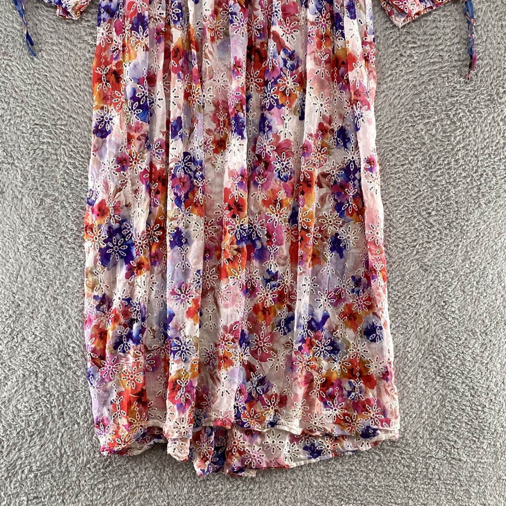 Johnny Was Johnny Was Midi Dress Womens XS Embroidered Floral Boho Cotton Silk Empire Dress Size XS / US 0-2 / IT 36-38 - 3 Thumbnail