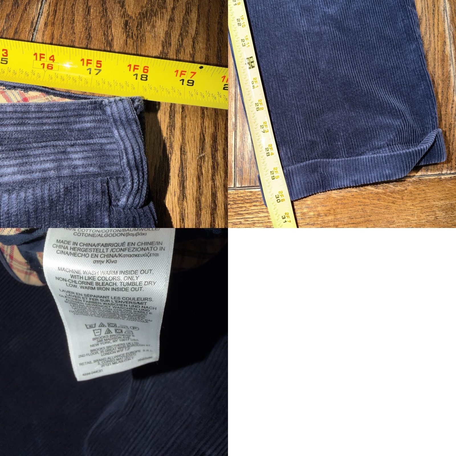 Brooks Brothers Brooks Brothers Pants Men 36x32 Blue Pleated Corduroy Straight Leg Cuffed Size US 36 / EU 52 - 9 Thumbnail