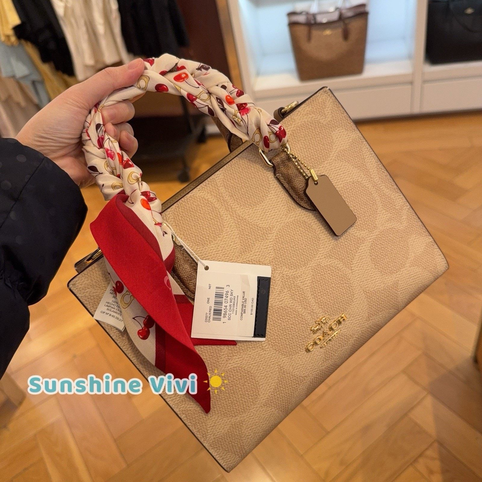 Coach NWT Bundle Coach cherry Scarf cdg77 CY676 Small Maggie Tote Size ONE SIZE - 15 Thumbnail