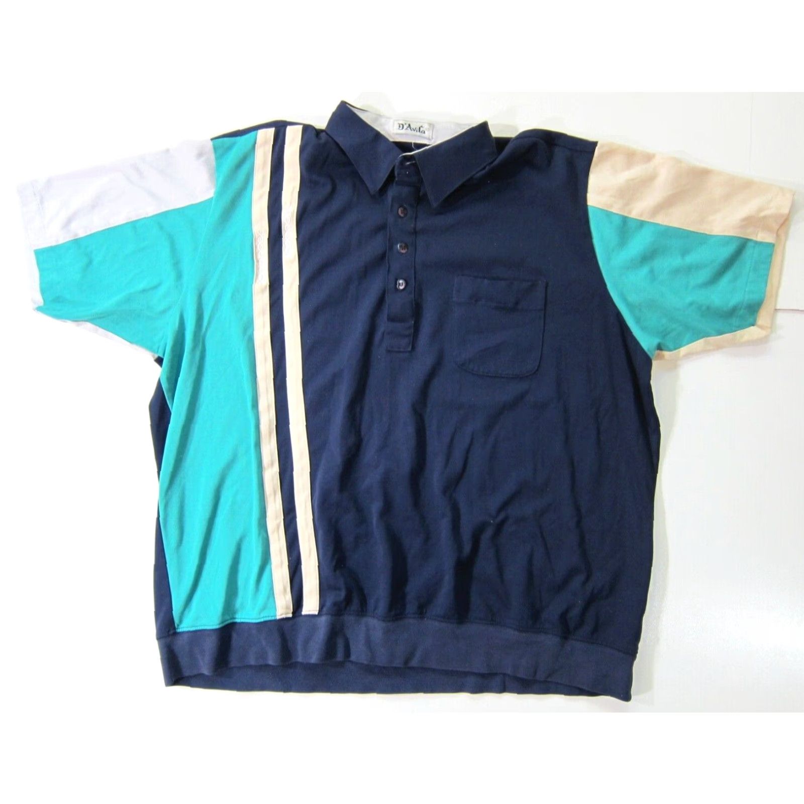 Vintage Vintage D'Avila Polo Shirt Men 1XL Short Sleeve Blue Green Collared Stretch Shirt Size US XL / EU 56 / 4 - 7 Thumbnail