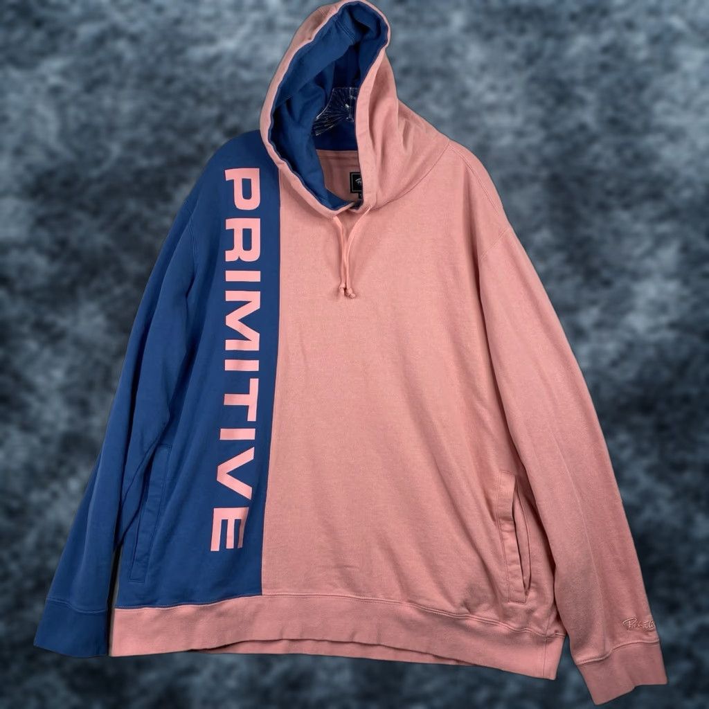 Primitive Primitive Hoodie Mens XXL Peach Blue Colorblock Pullover Y2K Skateboarding Graphic Print Hooded Pockets Winter Fall Spring Mens Size US XXL / EU 58 / 5 - 1 Thumbnail