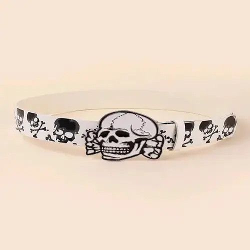 Designer Skull Button Retro Belt Size ONE SIZE - 3 Thumbnail