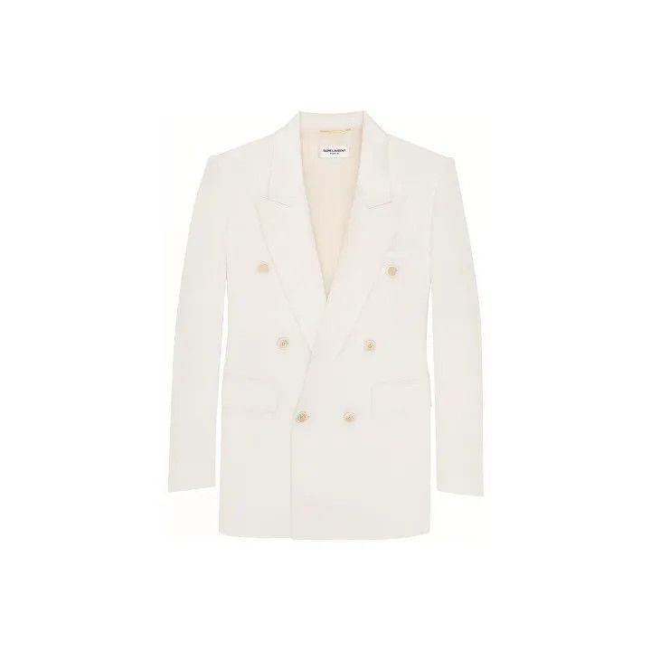 Saint Laurent Paris Saint Laurent White Double-Breasted Casual Jacket 0079 Size M / US 6-8 / IT 42-44 - 1 Thumbnail