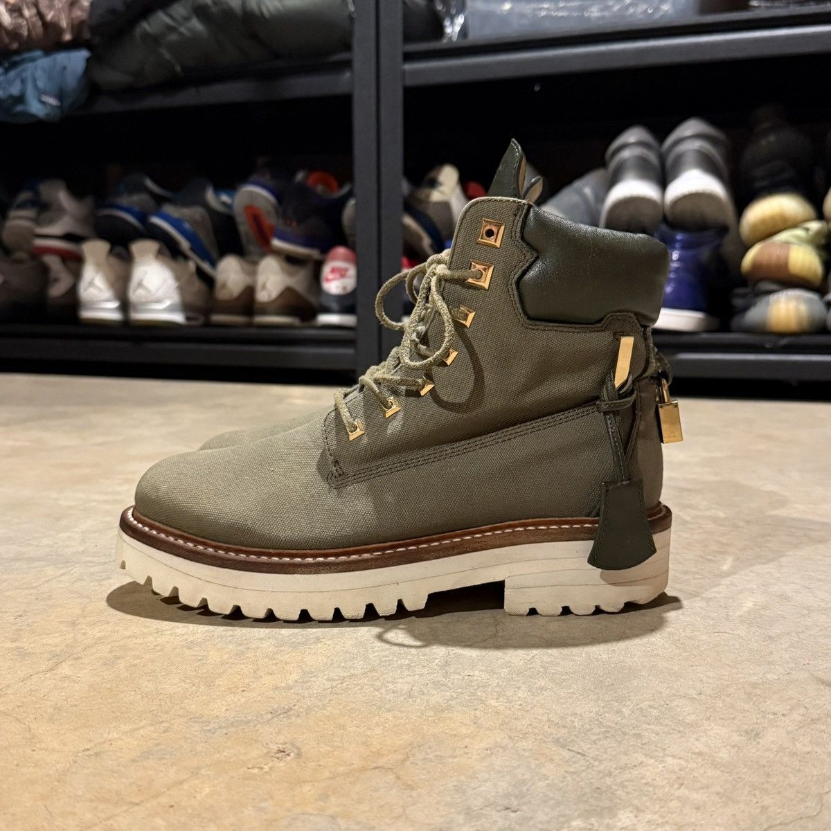 Buscemi Buscemi Canvas Site Hiking Combat Boot US 6 Olive Green Size US 6 / EU 39 - 1 Thumbnail