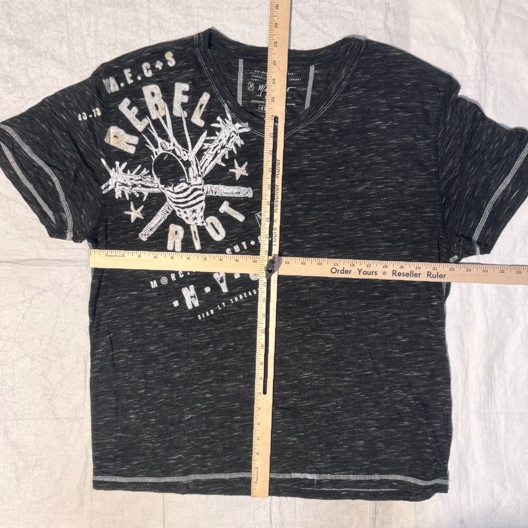 Affliction VINTAGE Marc Ecko Rebel Riot Deadly Threads Affliction Punk Biker Emocore T-Shirt 2XL Black Men Crew Neck Short Sleeve Logo Pattern Solid, Tshirt Size US XXL / EU 58 / 5 - 4 Thumbnail
