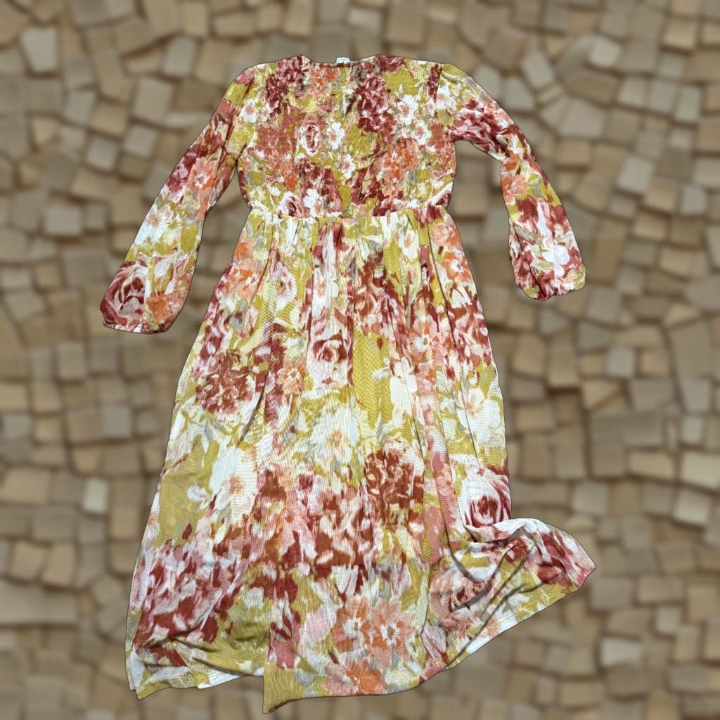Vintage Enfocus Studio Dress Women's Size 4 Pink Yellow White Long Sleeve Dress Size S / US 4 / IT 40 - 1 Thumbnail