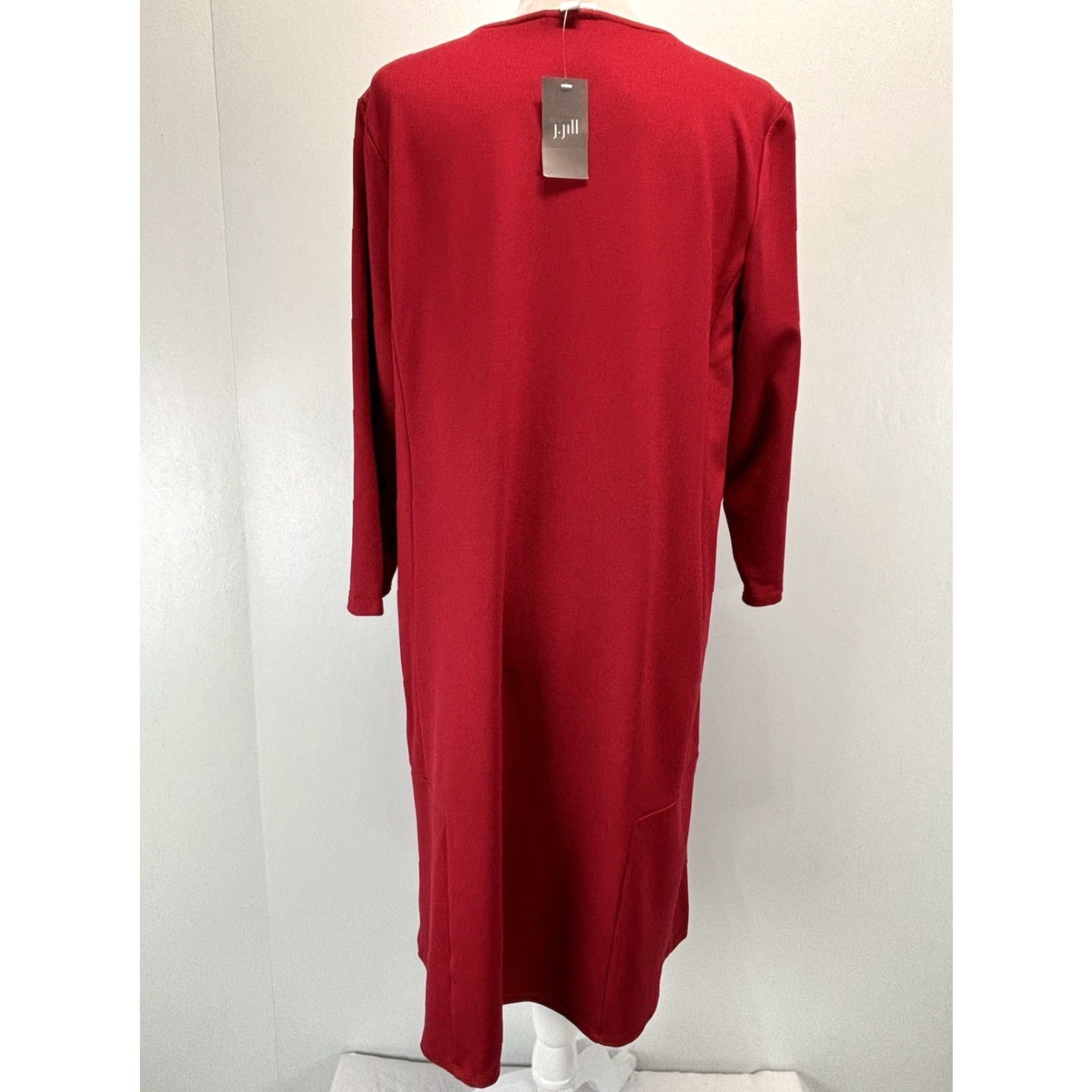 J. Jill NEW J. Jill Ponte Shift Dress Large Red 3/4 Sleeve Comfort Womens Size L / US 10 / IT 46 - 3 Thumbnail
