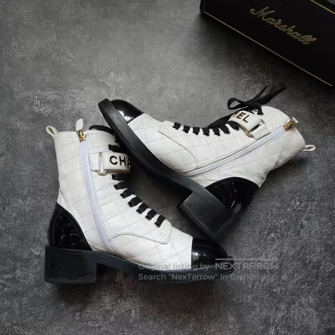 Chanel Chanel 24S Black and White Martin Boots| Size US 6 / IT 36 - 4 Thumbnail