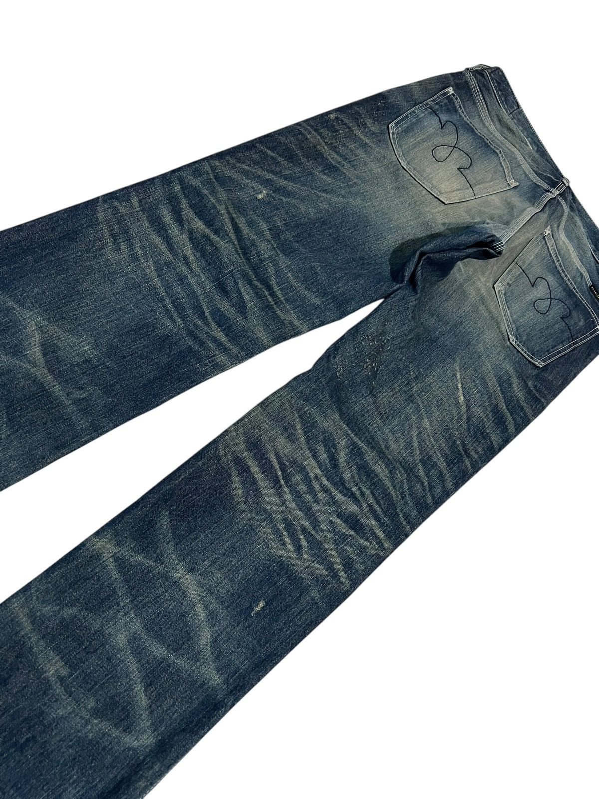 If Six Was Nine × Japan Blue 🌈90’s Blue Way Distressed Mud Wash Jean Made In Nippon Size US 31 - 9 Thumbnail