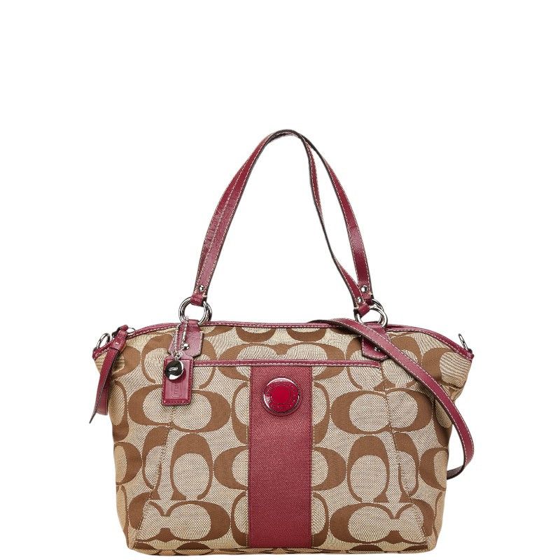 Coach Coach Signature 2Way Bag F19203 Leather Shoulder Bag F19203 in Beige, Women's
