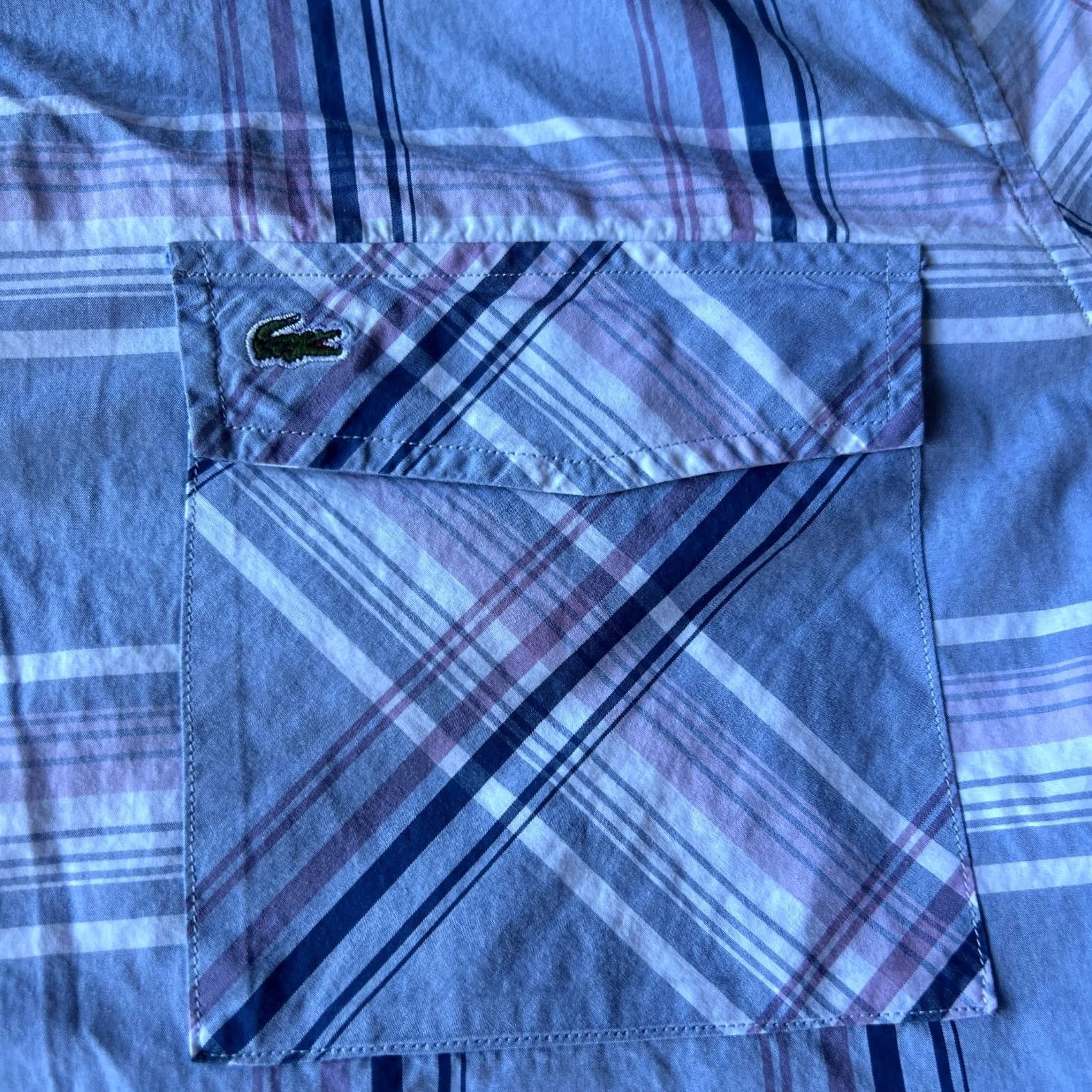 Lacoste Lacoste Shirt Mens 40 Purple Plaid Button-Up Long Sleeve Size US L / EU 52-54 / 3 - 5 Thumbnail