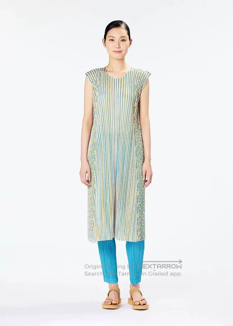Issey Miyake Issey Miyake Light Green Dress with Purple Accents Size L / US 10 / IT 46 - 6 Thumbnail