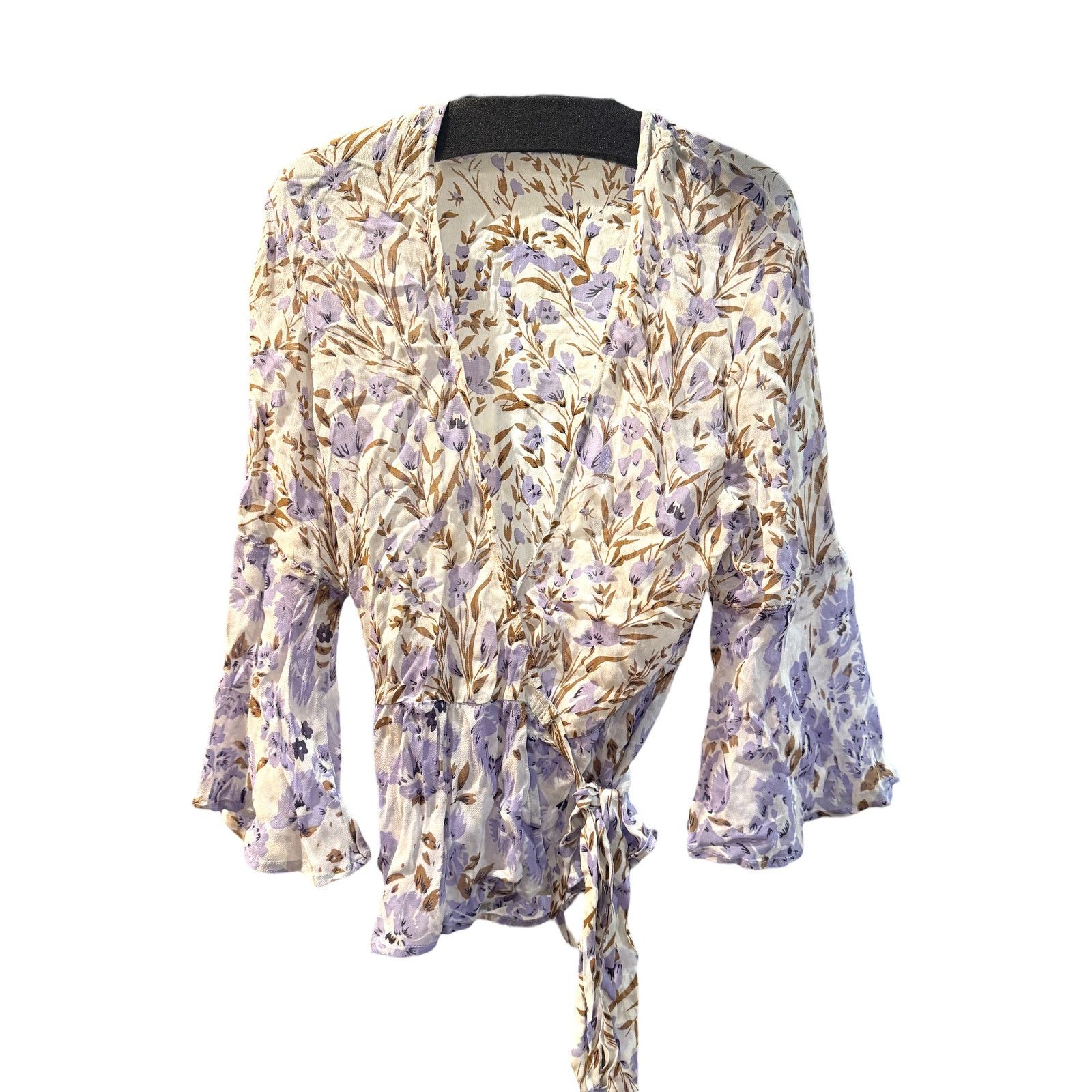 Chan Luu Chan Luu Stonewash Mix Floral Wrap Top Sheer Lilac Print S Size S / US 4 / IT 40 - 2 Thumbnail