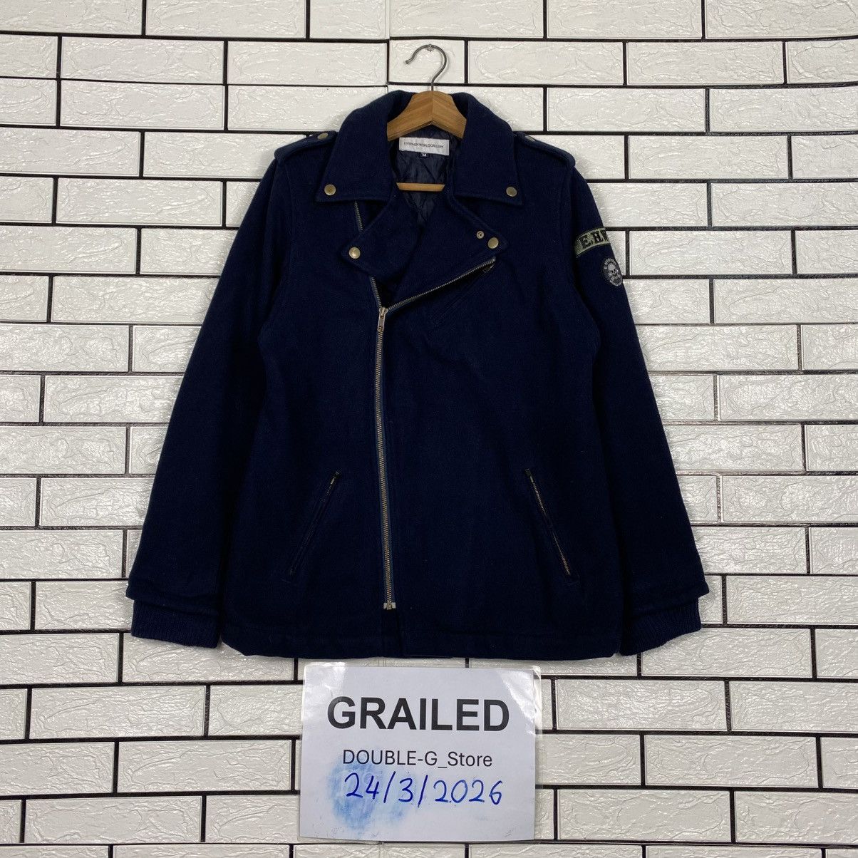 Japanese Brand Ehyphen World Gallery Wool Biker Jacket Double Collar Size US M / EU 48-50 / 2 - 1 Thumbnail