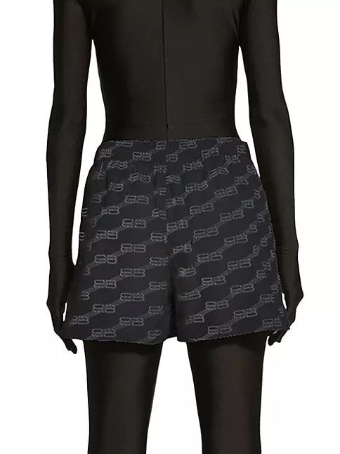 Balenciaga o1la1rc1a0824 BB Monogram Pyjama Shorts in Black Size 27" / US 4 / IT 40 - 5 Thumbnail