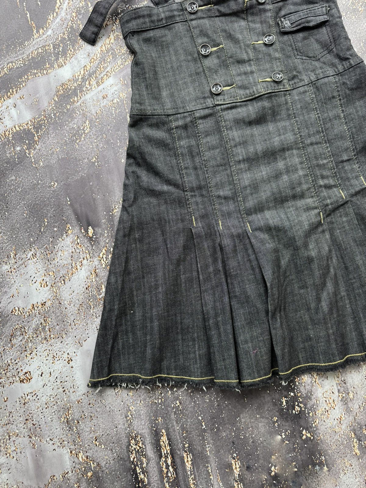 Vintage Vintage Denim Flared Bondage Midi Skirt Size 29" - 3 Thumbnail