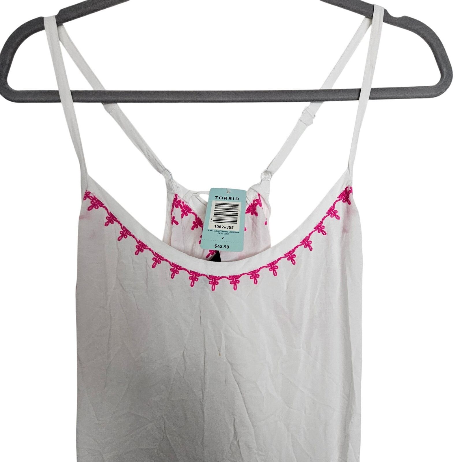 Torrid Torrid Womens Gauze Embroidered Lace Back Cami Tank 2X Boho Size XXL / US 16-18 / IT 52-54 - 3 Thumbnail