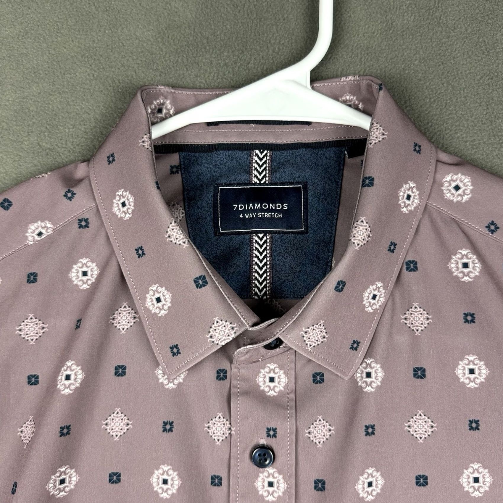 Vintage 7 Diamonds Woven Shirt Mens Small Light Purple Geometric Daydreamer Button Up Size US S / EU 44-46 / 1 - 3 Thumbnail