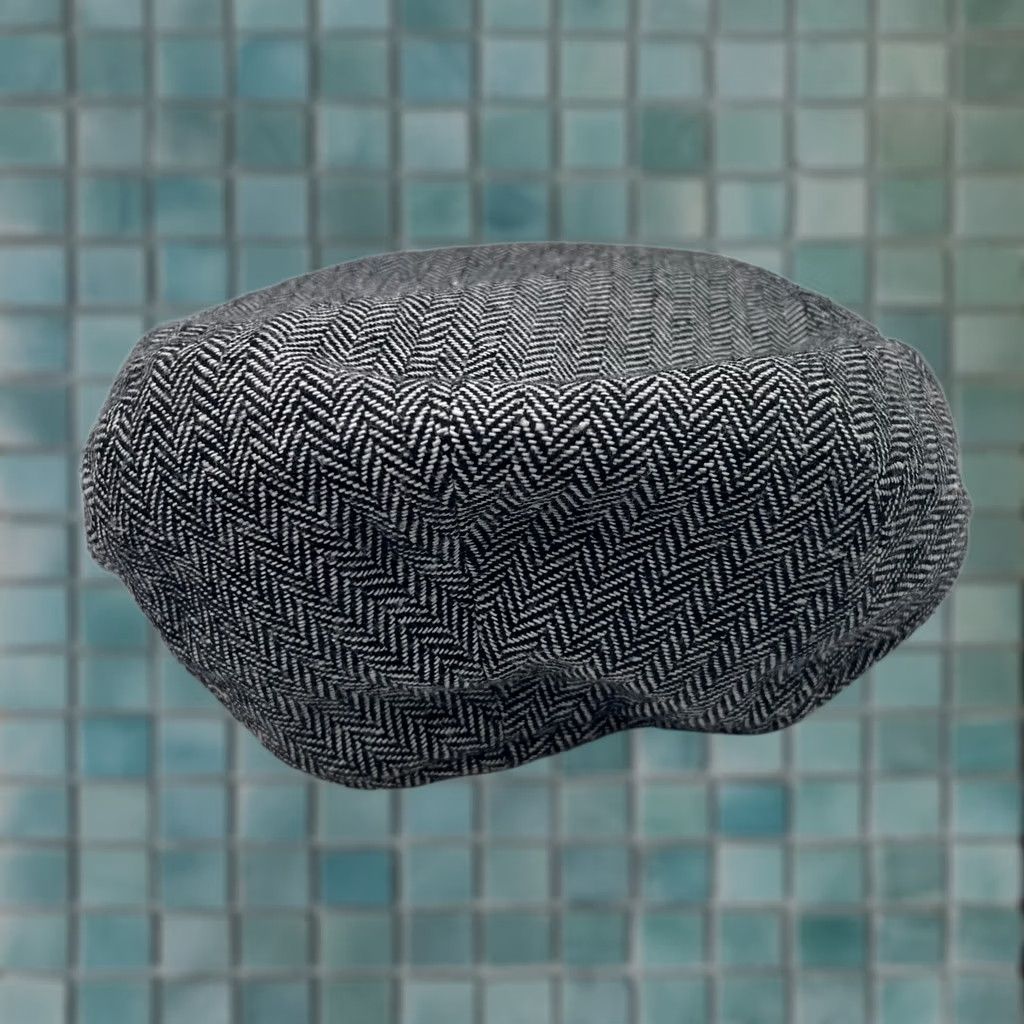 Vintage Newhattan Hat Gray Herringbone Wool Flat Cap Mens Medium Lined Quilted Fitted Cap Size ONE SIZE - 1 Thumbnail