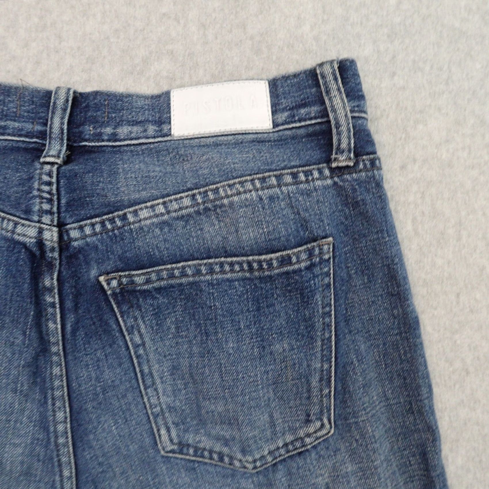 Pistola Pistola Jeans Womens 27 (27X26) Blue High Rise Light Wash Button Fly Distressed Size 27" / US 4 / IT 40 - 4 Thumbnail