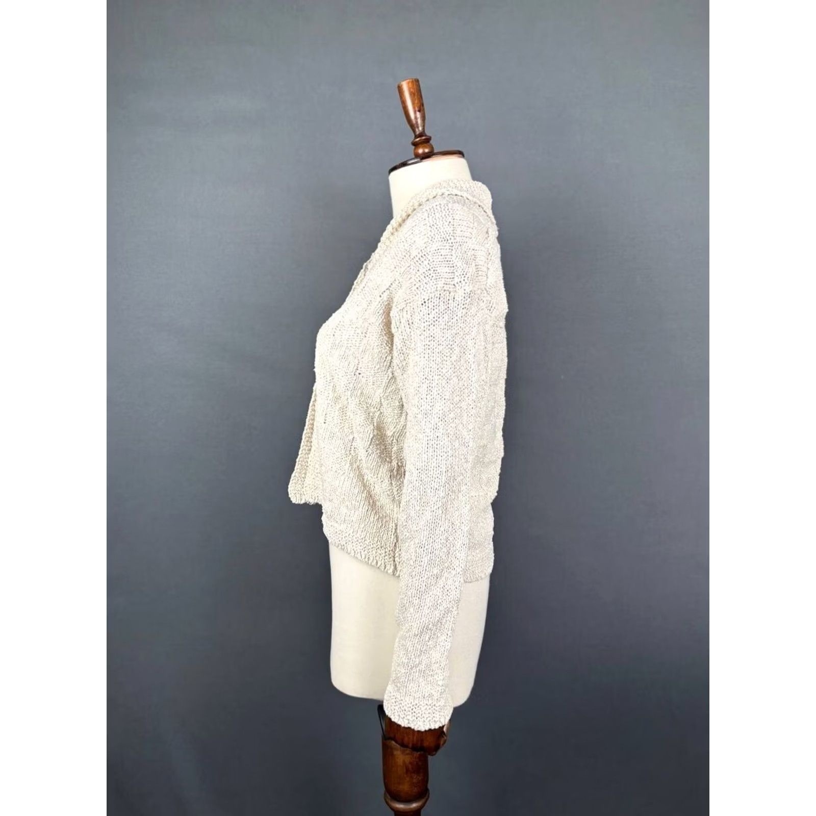 Vintage Aran Crafts Sweater Womens M Beige Cardigan Size Linen Long Sleeve Size M / US 6-8 / IT 42-44 - 4 Thumbnail