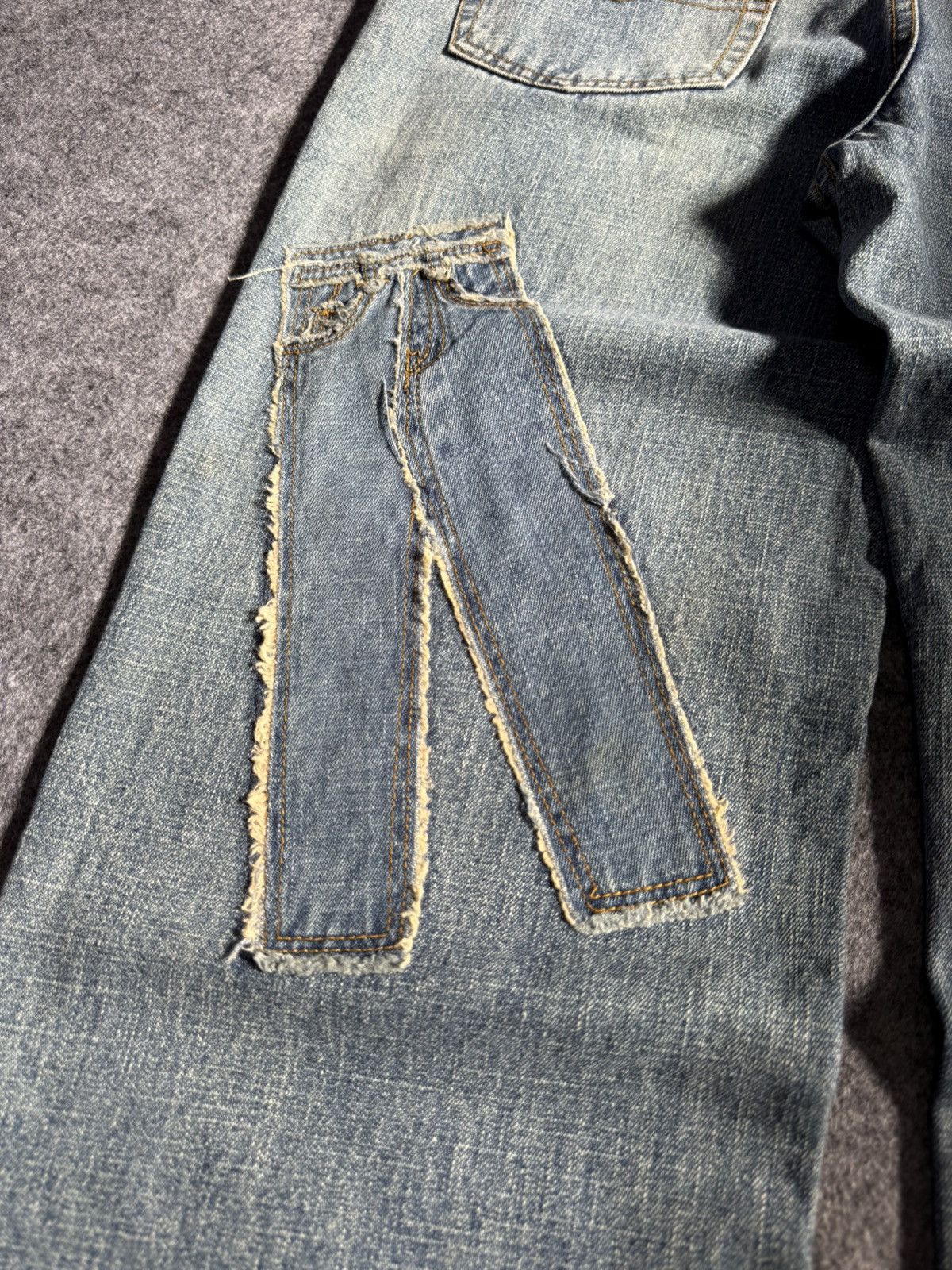 Beauty Beast × Japanese Brand Ignition Trompe L’oeil Pants On Pants Patched Denim Jeans Size US 27 - 19 Thumbnail