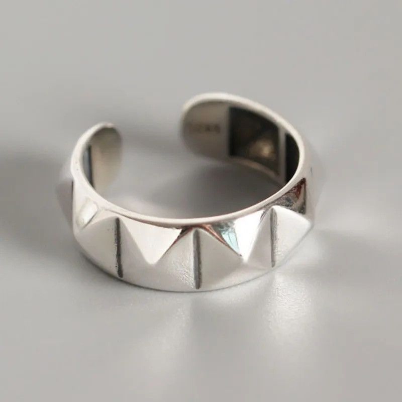 Jewelry × Vintage Temperament Glossy rhombus Ring Opening Ring Size ONE SIZE - 5 Thumbnail