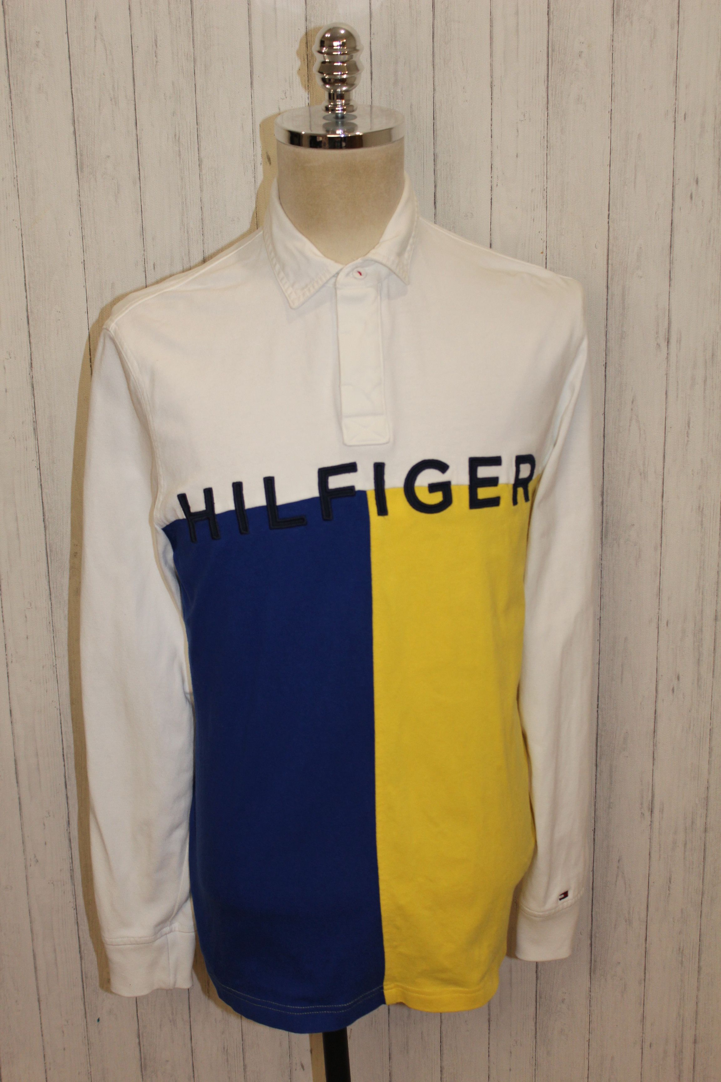 Tommy Hilfiger Men's Tommy Hilfiger Yellow Blue Rugby Shirt Size US M / EU 48-50 / 2 - 1 Thumbnail