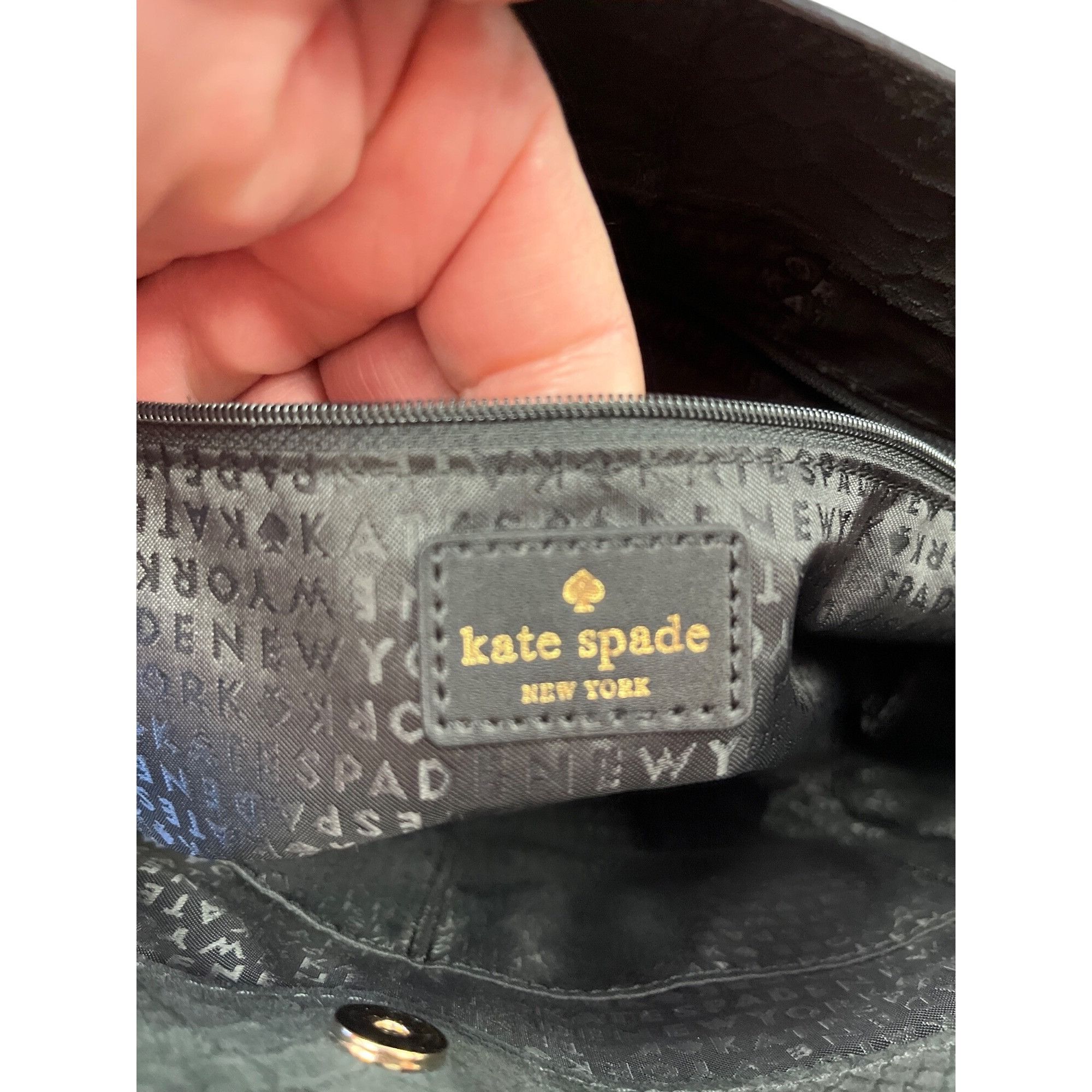 Kate Spade Kate Spade wms blacl leather croc satchel handbag SKU 9883 Size ONE SIZE - 9 Thumbnail