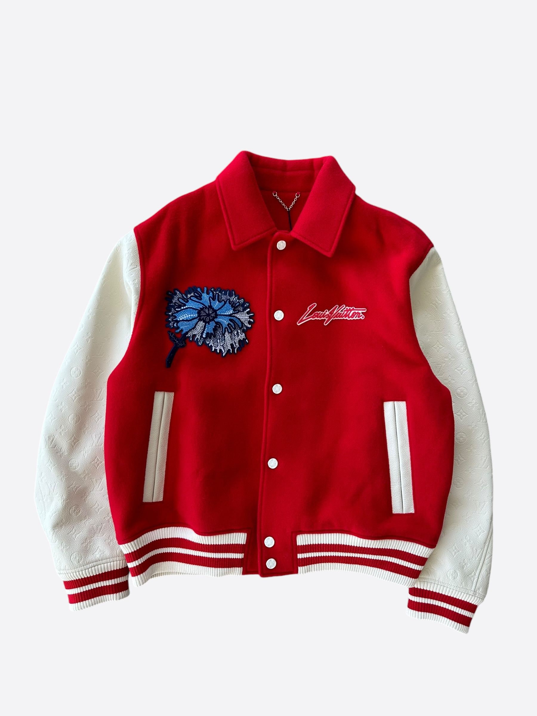 Louis Vuitton × Yayoi Kusama Louis Vuitton Yayoi Kusama Red & White Varsity Jacket Size US XXL / EU 58 / 5 - 1 Thumbnail