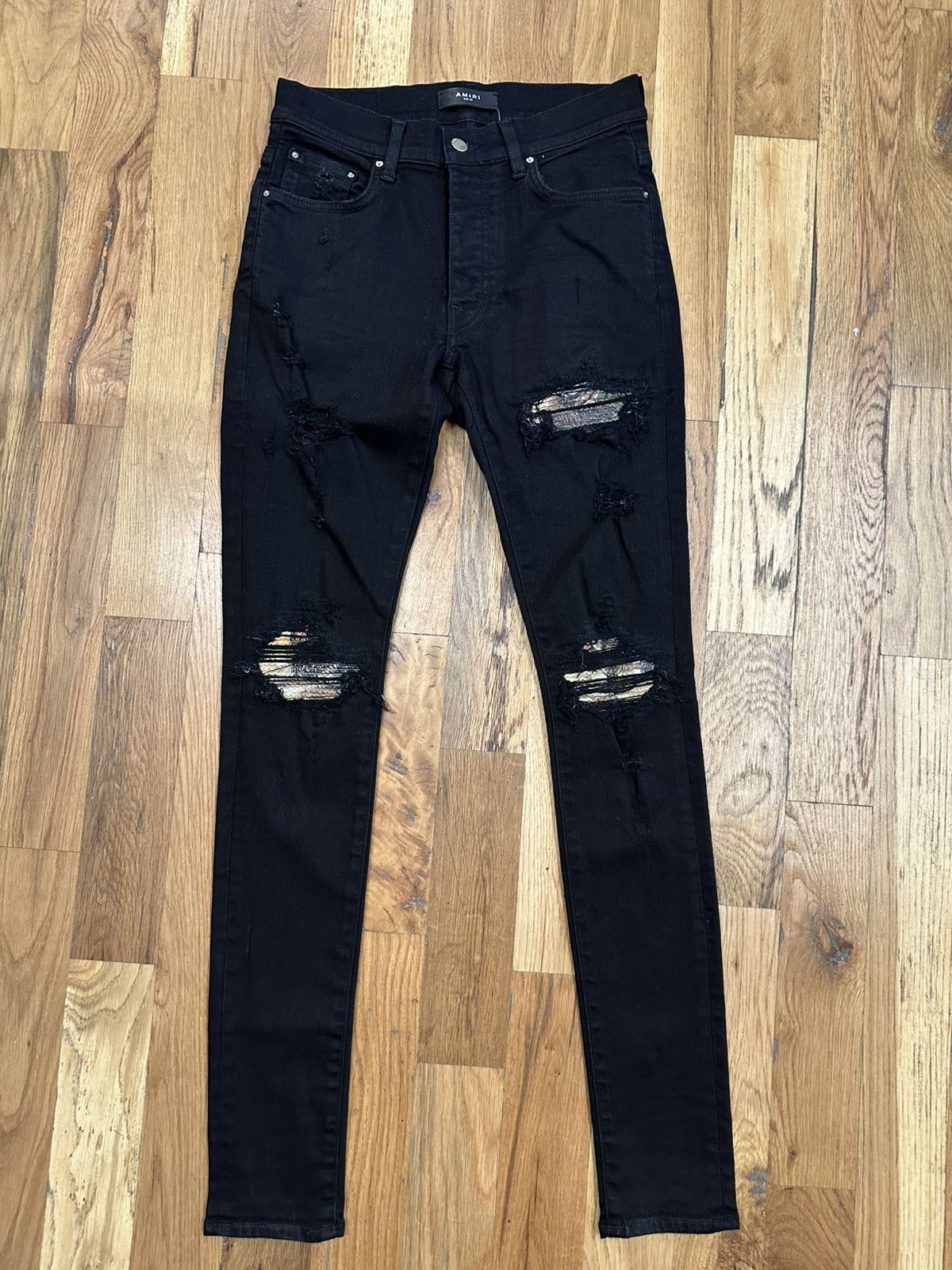 Amiri Amiri Side Patch Letters Black Denim Jeans Size 30