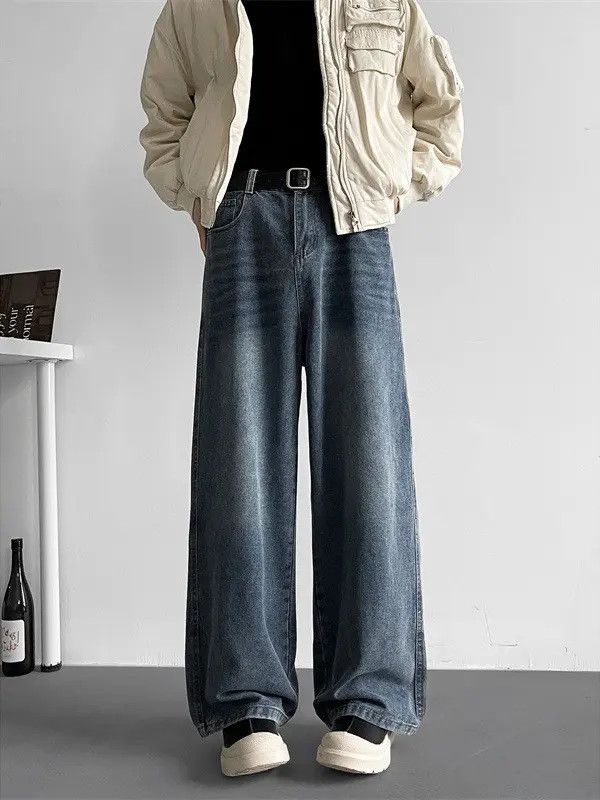 Retro loose wide leg slightly flared jeans