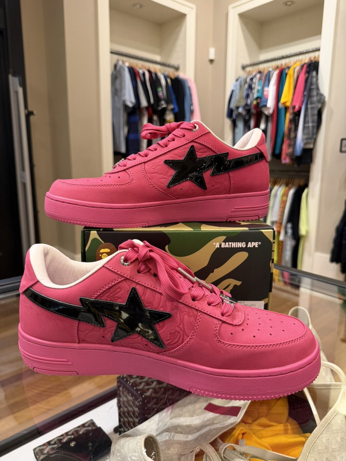 Bape A Bathing Ape BAPE STA #4 - Pink Black Size US 12 / EU 45 - 2 Thumbnail