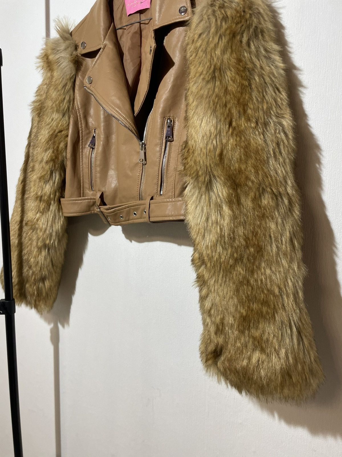 Vintage AZALEA WANG NOLLIE FAUX FUR ARMS MOTO JACKET Size M / US 6-8 / IT 42-44 - 3 Thumbnail