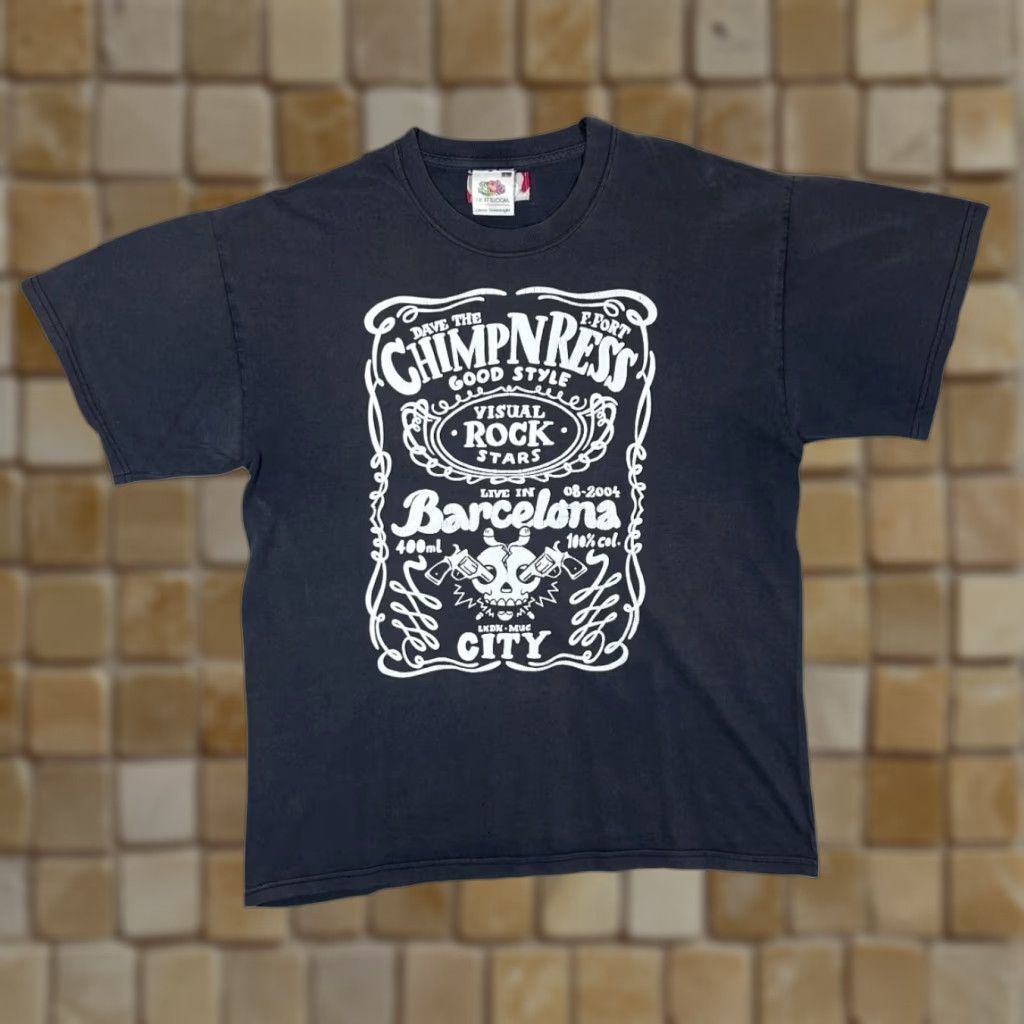 Fruit Of The Loom VINTAGE ROCKAWAY "Visual Rock Stars" Spellout Graphic Faded Black T-Shirt Large Mens Shirt Graphic print to front 90s style/Concert style Shirt Mens Size US L / EU 52-54 / 3 - 1 Thumbnail