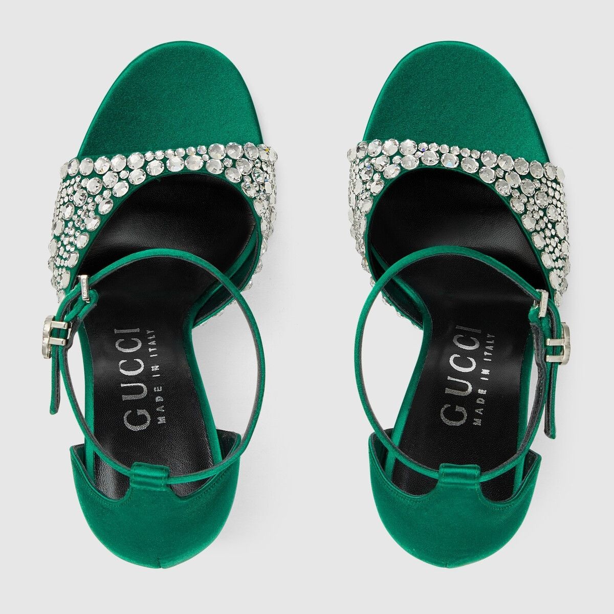 Gucci o1s1wg110125 High Heel Sandals With Crystals in Green Size US 7.5 / IT 37.5 - 4 Thumbnail