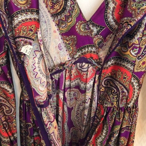 Vintage Long paisley mod front tie vintage maxi dress Size L / US 10 / IT 46 - 5 Thumbnail