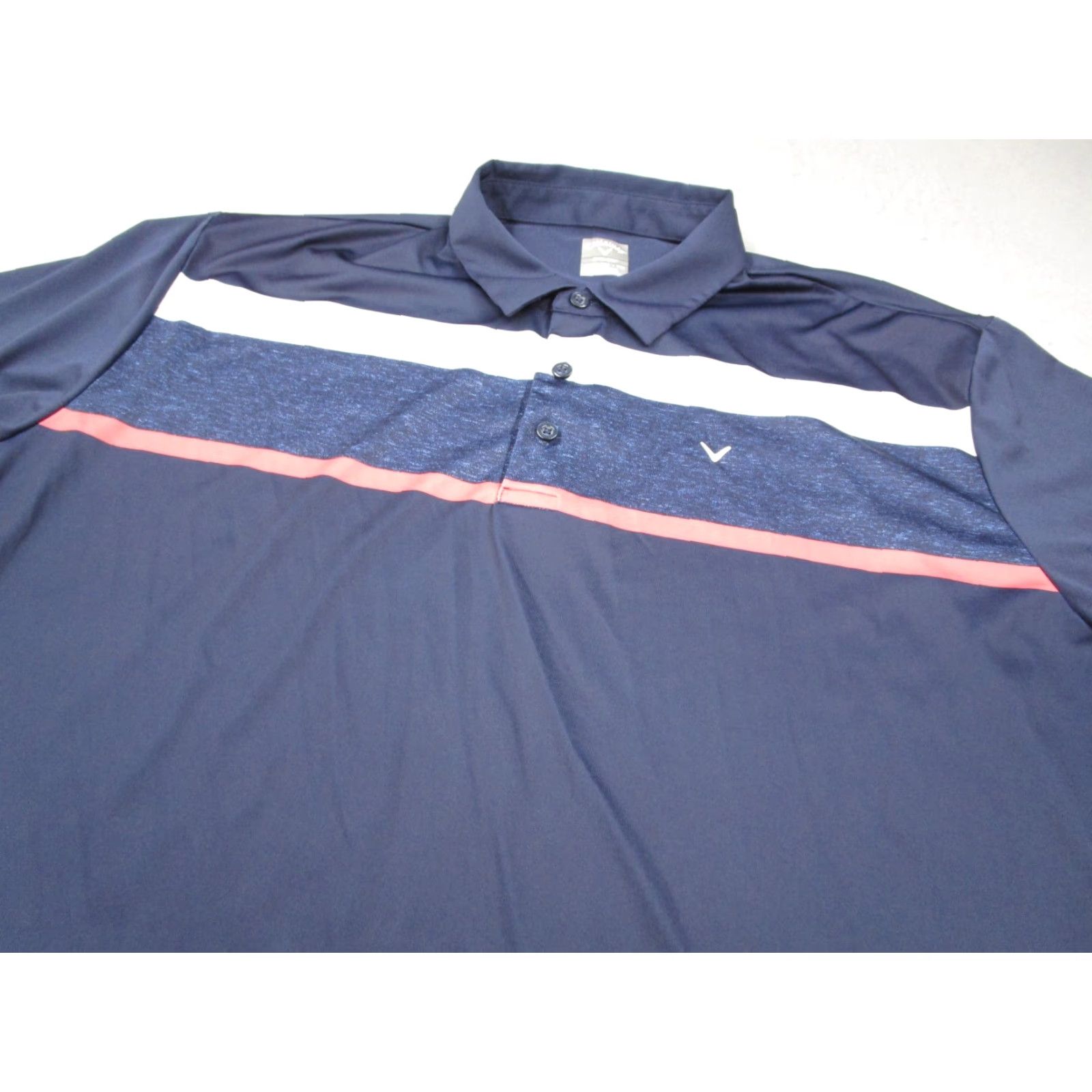 Callaway Callaway Polo Shirt Mens 2XL Dark Blue Opti Dri Striped Short Sleeve Golf Performance Polyester Polo Shirt Mens Regular Blue Size US XXL / EU 58 / 5 - 2 Thumbnail