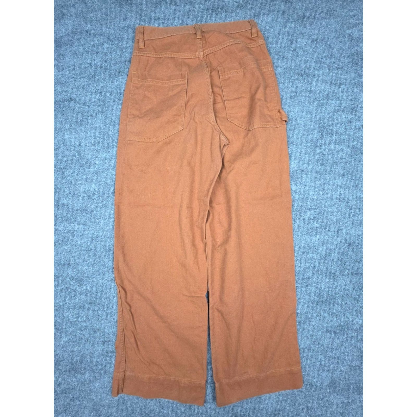 Vintage Curator SF Wide-Leg Pants Women XXS Orange 100% Cotton Twill Carpenter Pockets Inseam 27" Casual Vintage No Rise High 10.5in+ Wide-Leg Size 24" / US 00 / IT 34 - 2 Thumbnail