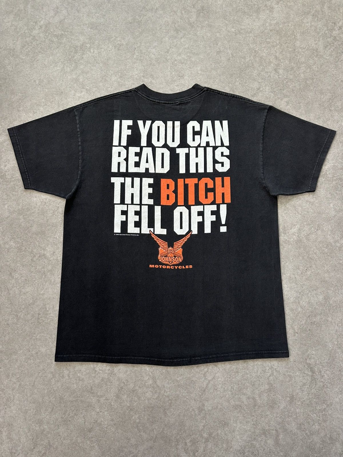 Vintage Big Johnson Shirt The Bitch Fell Off 90s Faded Biker Tee Size US XL / EU 56 / 4 - 2 Thumbnail