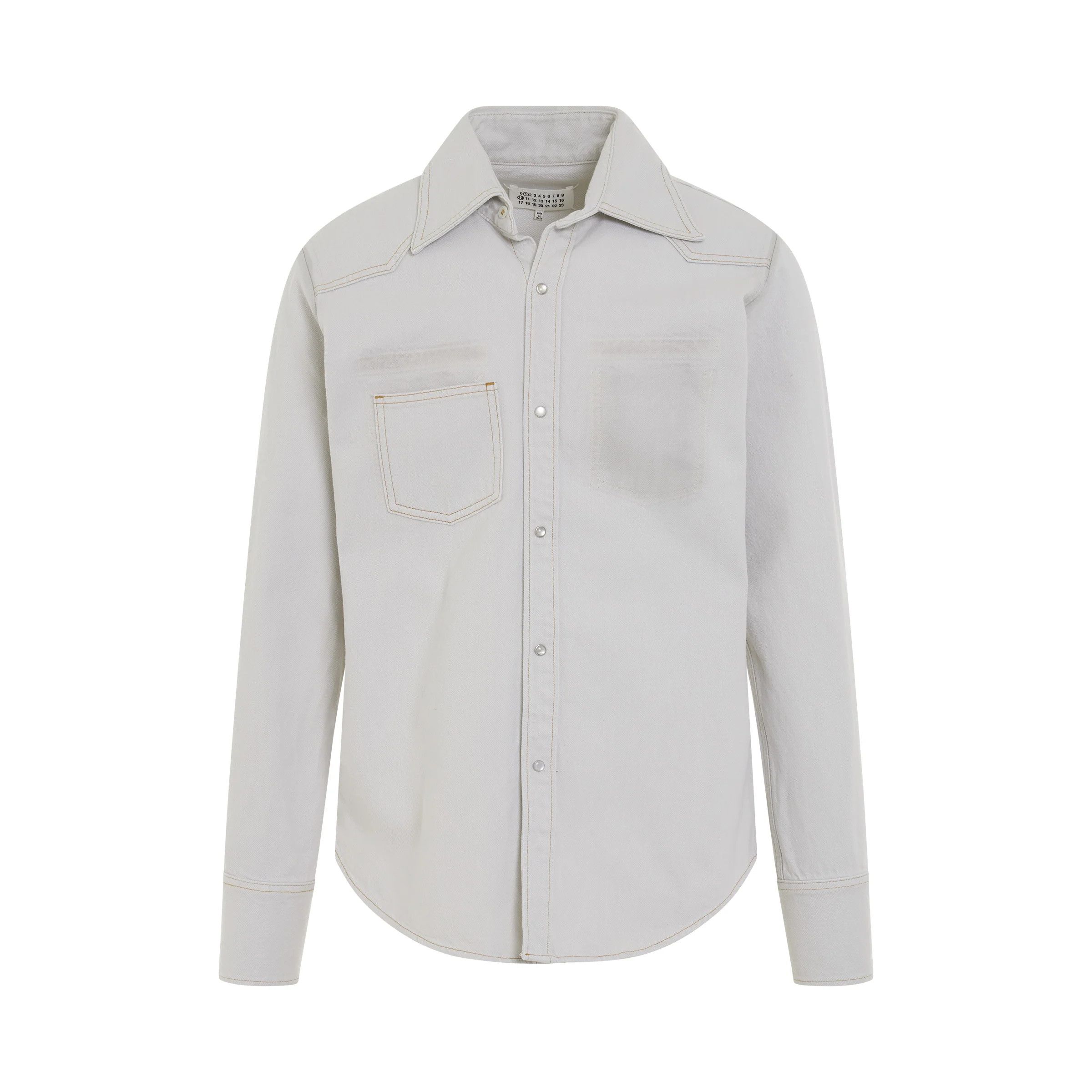Maison Margiela o1mris0824 Denim Shirt in Ice Size US XXL / EU 58 / 5 - 1 Thumbnail