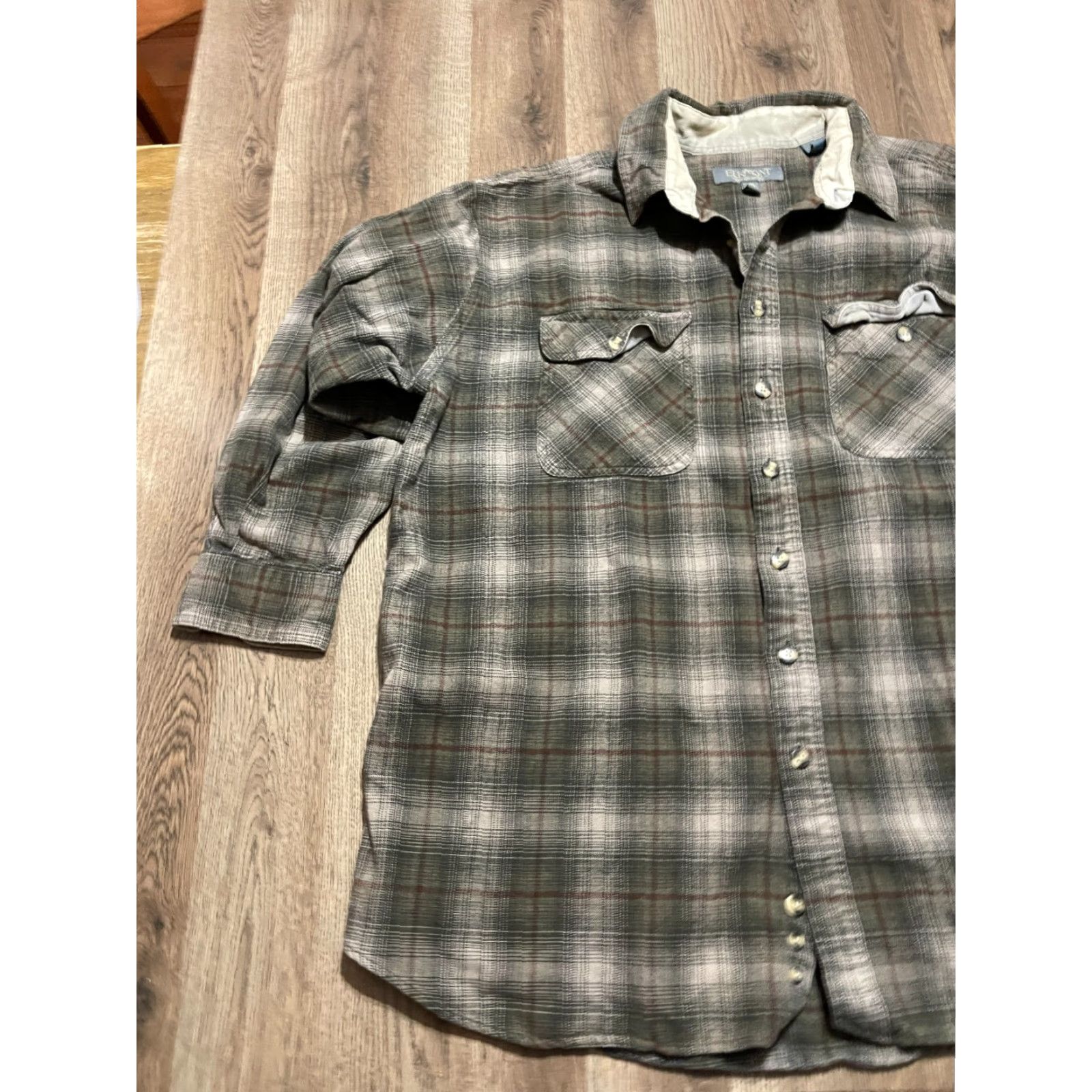 Vintage Elkmont Shirt Mens 4X Green Orange White Plaid Flannel Button Up Casual Winter Spring Fall Button-Down Collar Womens? Size US XXL / EU 58 / 5 - 3 Thumbnail