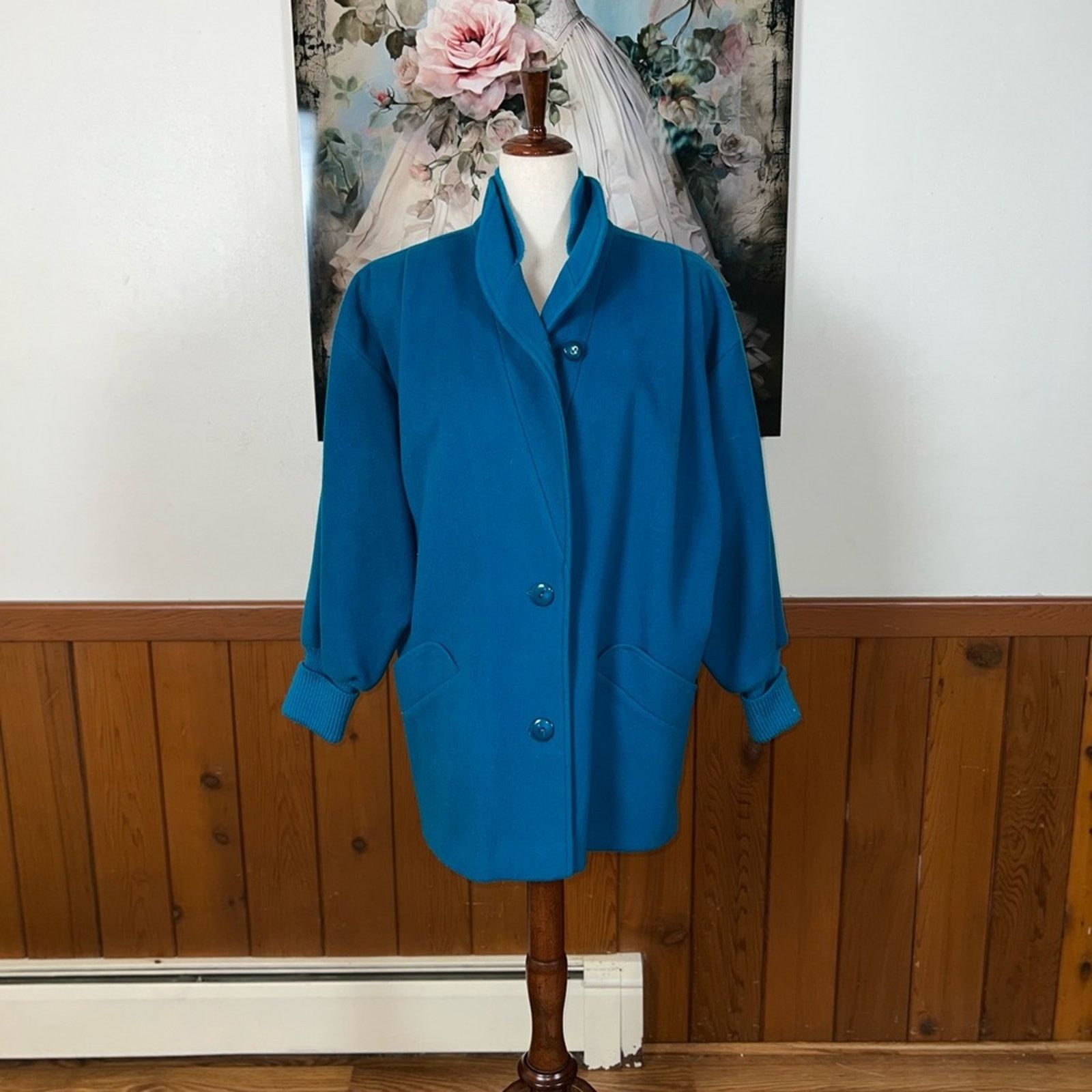 Vintage Beautiful Vintage 1980s Portrait Wool Coat! Size L / US 10 / IT 46 - 2 Thumbnail