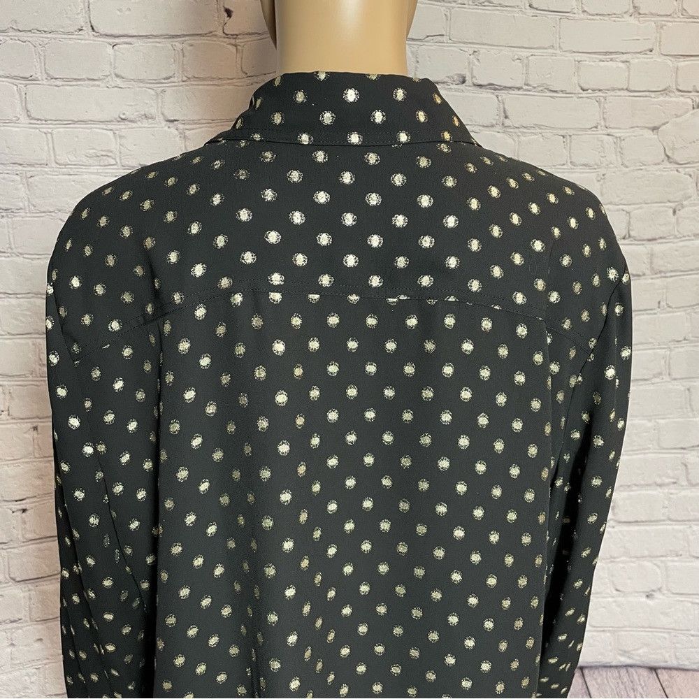 Chicos Chico's Black With Gold Polka Dots Blouse Size 2 US L Size L / US 10 / IT 46 - 9 Thumbnail