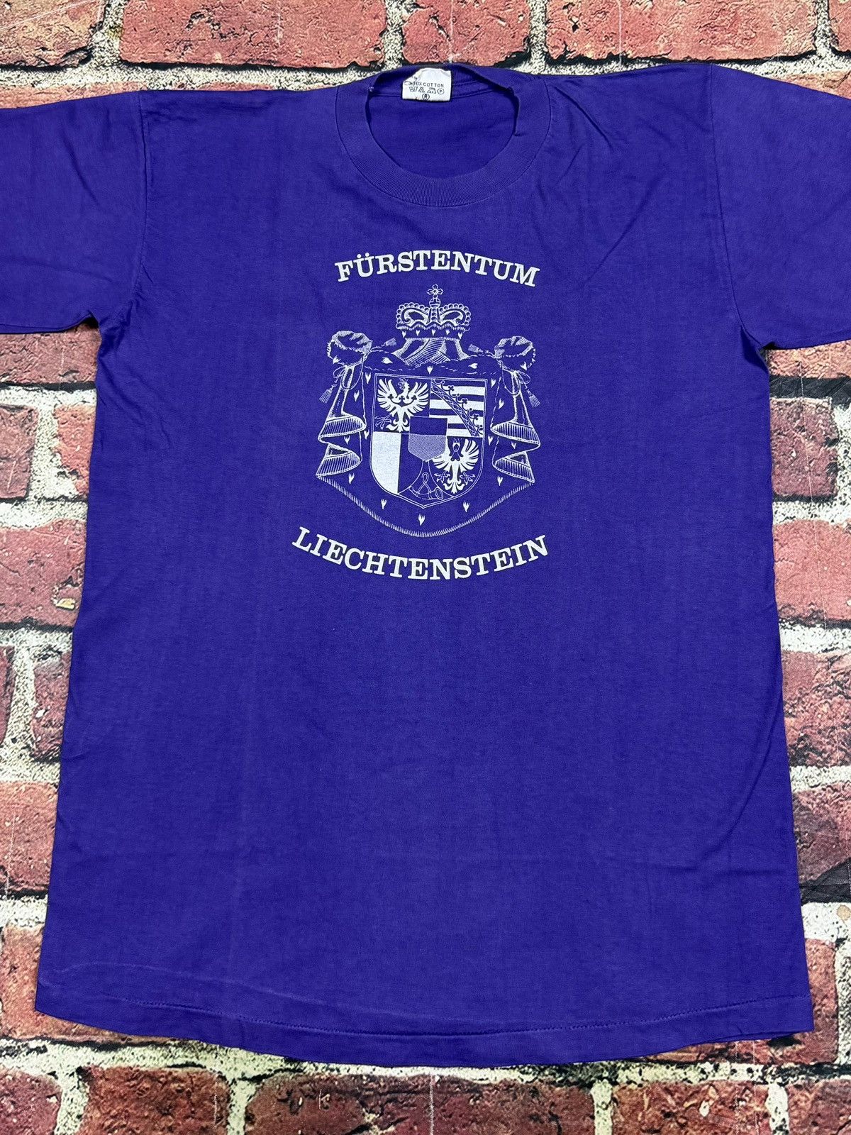 Vintage Vintage 80s Fürstentum Liechtenstein Single Stitch T Shirt Size US L / EU 52-54 / 3 - 2 Thumbnail