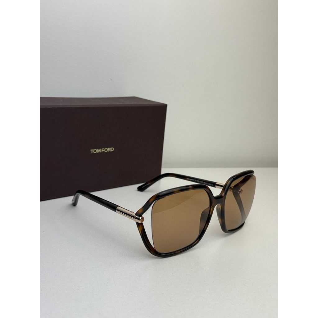Tom Ford NEW Tom Ford FT1089 Solange Square Sunglasses Dark Brown Size ONE SIZE - 4 Thumbnail