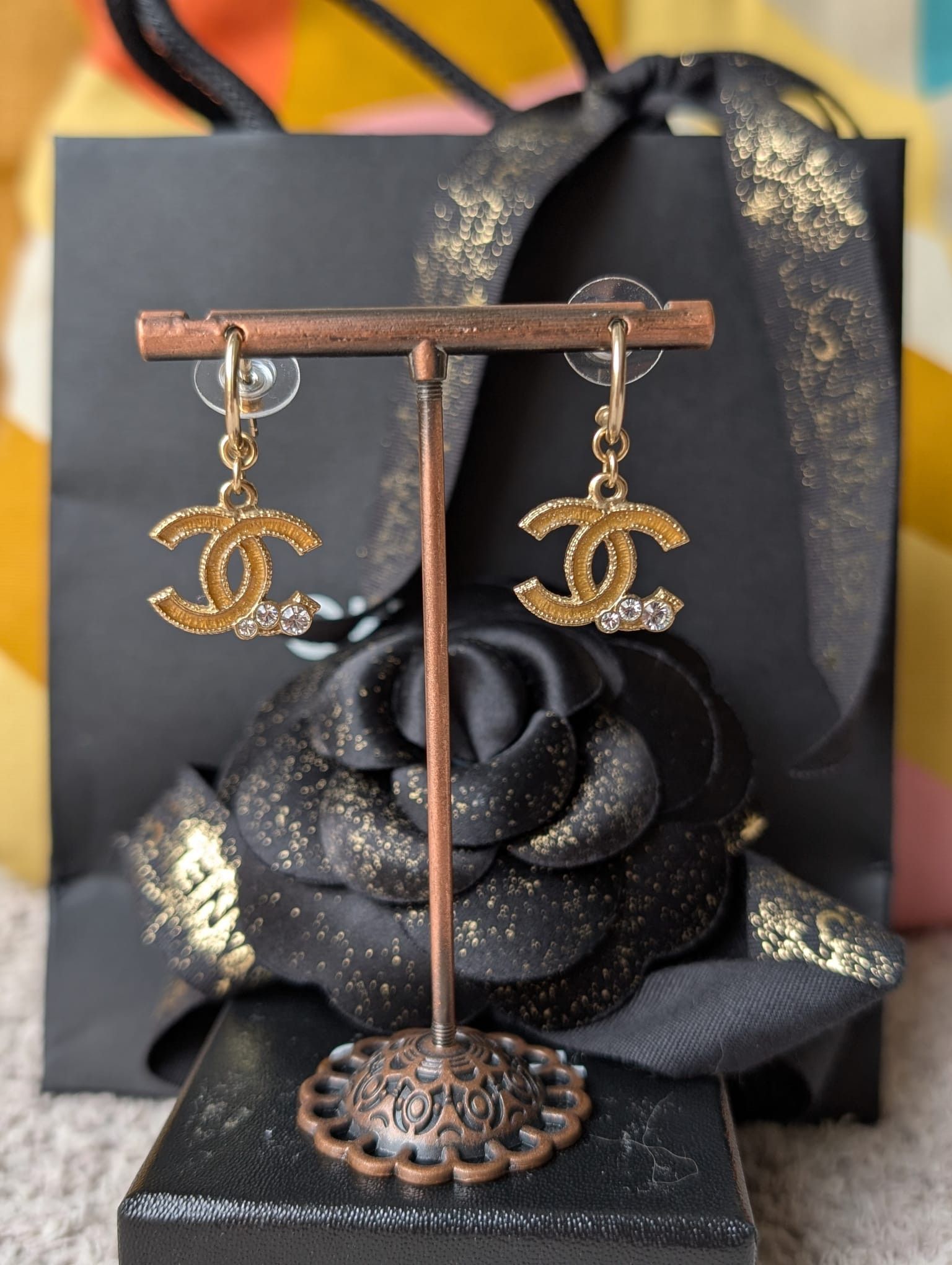 Chanel Chanel CC 10A GHW Crystal Dangling CoCoMarkEarrings Box Size ONE SIZE - 2 Thumbnail