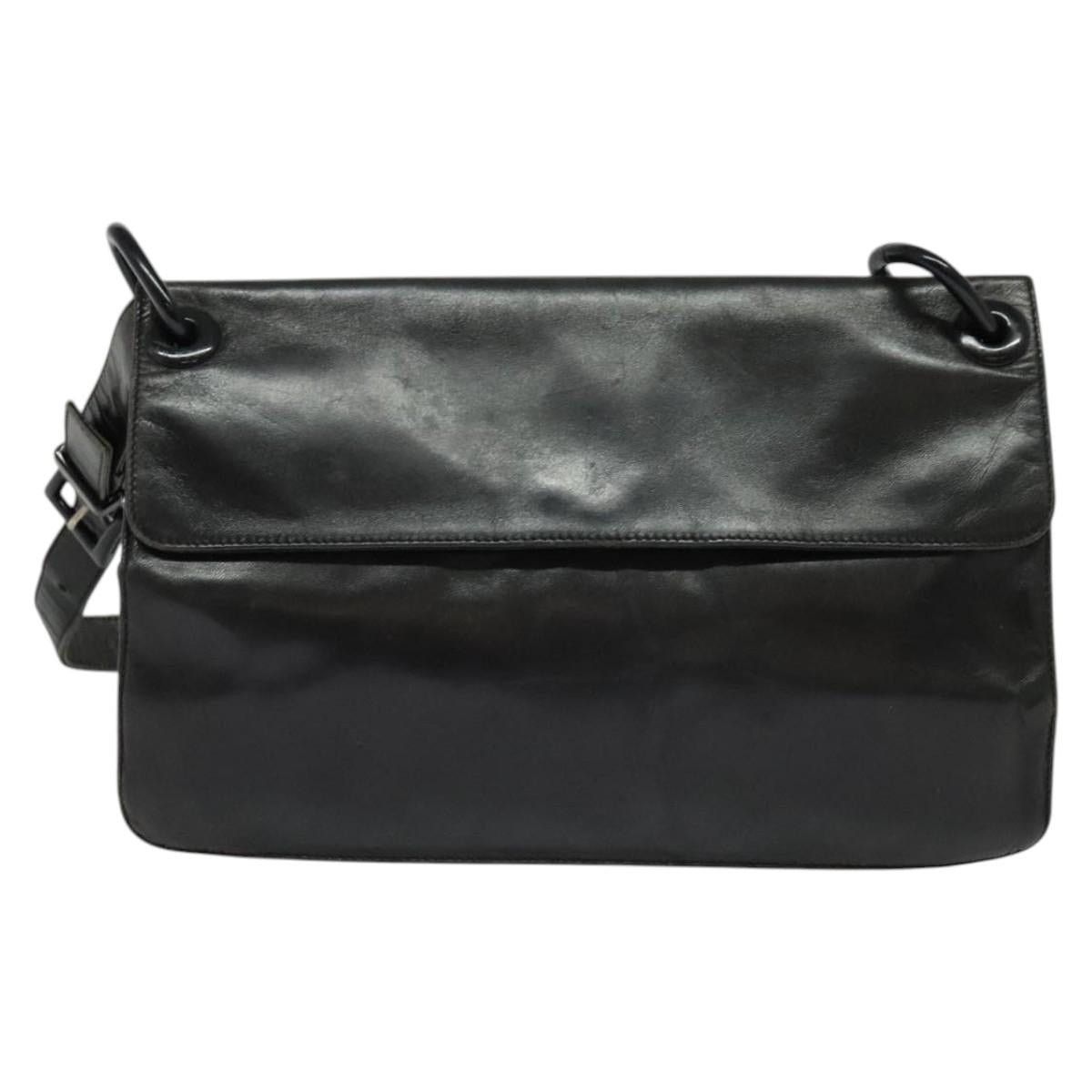 Prada PRADA Shoulder Bag Leather Black Silver Size ONE SIZE - 2 Thumbnail
