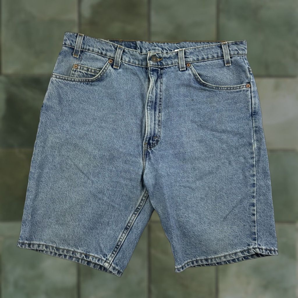 Levi's VINTAGE Levi's 505 Jean Shorts Mens Regular 38 Blue White USA 90s Grunge Punk Hipster Baggy Chino Style Size US 38 / EU 54 - 1 Thumbnail