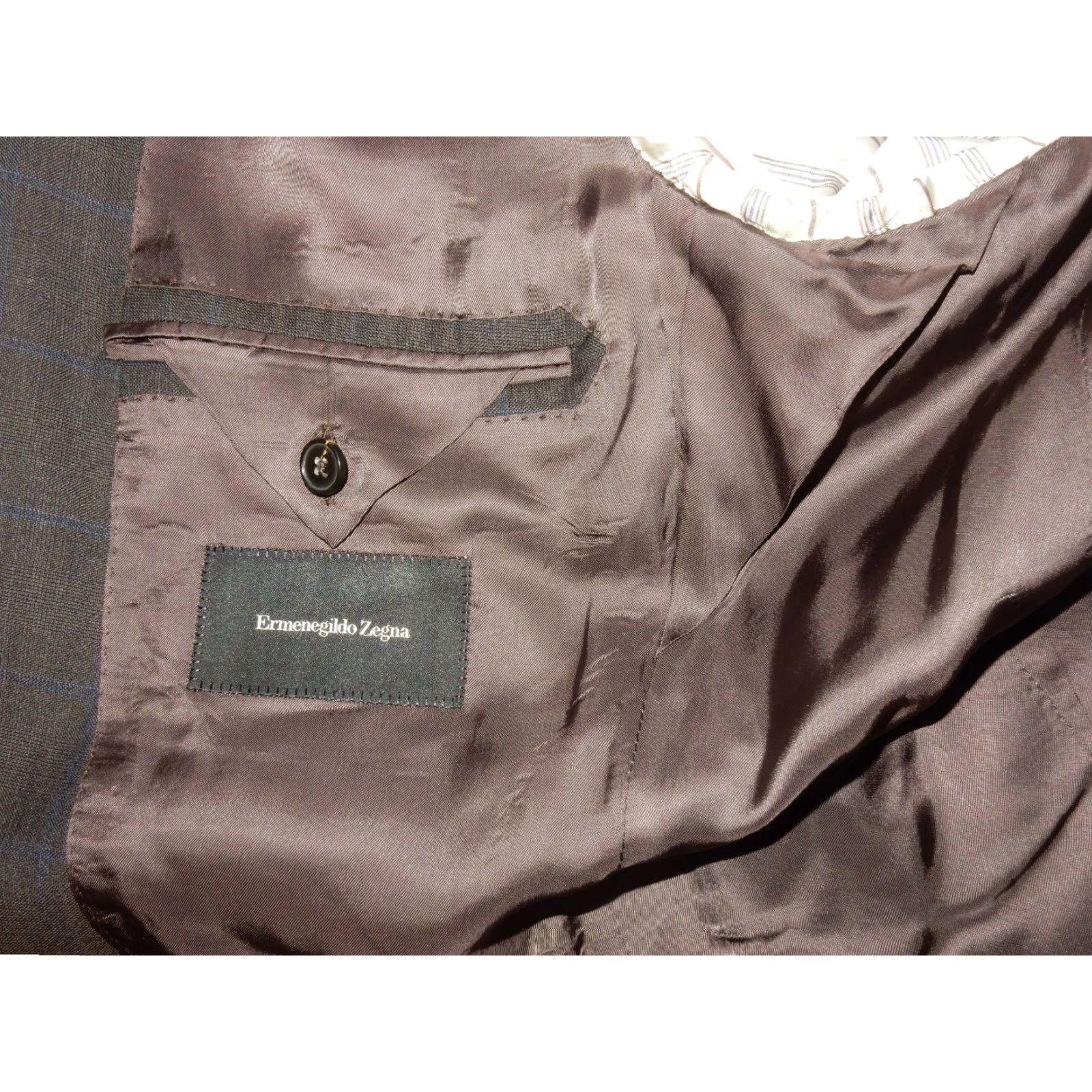 Ermenegildo Zegna VINTAGE Ermenegildo Zegna Blazer Men 50R Wool Plaid Brown Size 50R - 6 Thumbnail